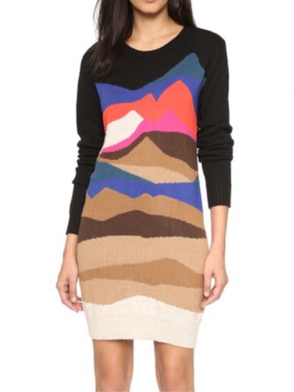 Mara Hoffman Colorful Landscape Sweater Knit Mini Dress Sz S